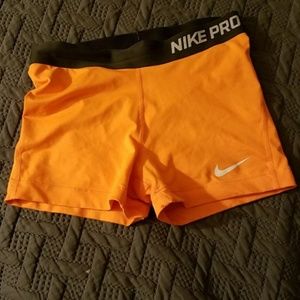 Orange Nike Pro Shorts